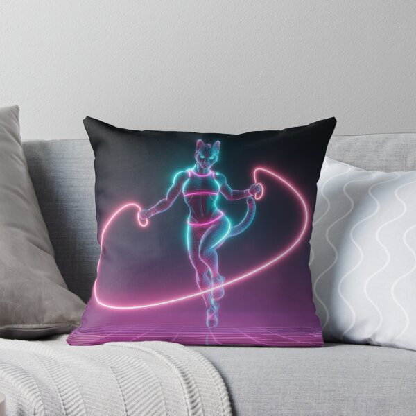 Item preview, Cyber Cat Neon Jump Rope Fitness Artwork designed and sold by ArgentoArt.