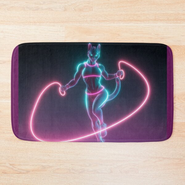 Item preview, Cyber Cat Neon Jump Rope Fitness Artwork designed and sold by ArgentoArt.