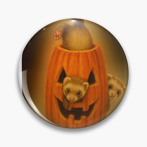 Item preview, Ferrets Playing with a Jack-o-lantern designed and sold by thehaywirehoney.