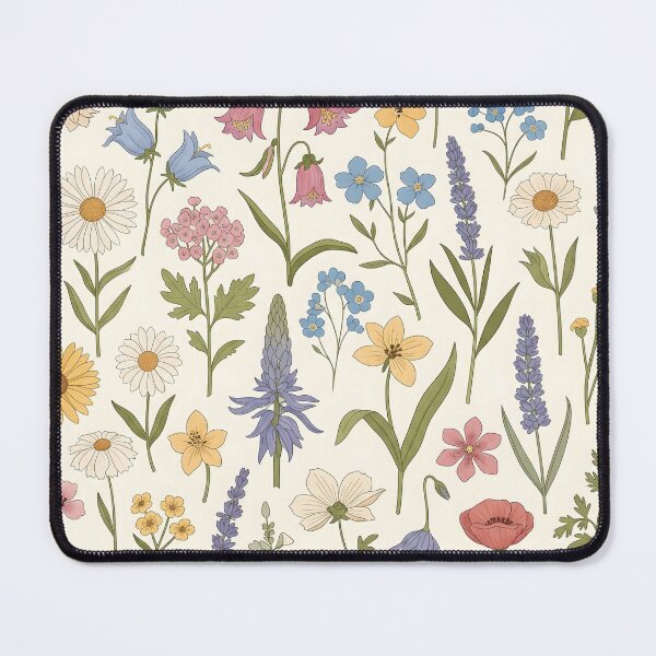 Aperçu de l'œuvre Motif floral coloré – Fleurs botaniques vintage créée et vendue par ShabanMerch.