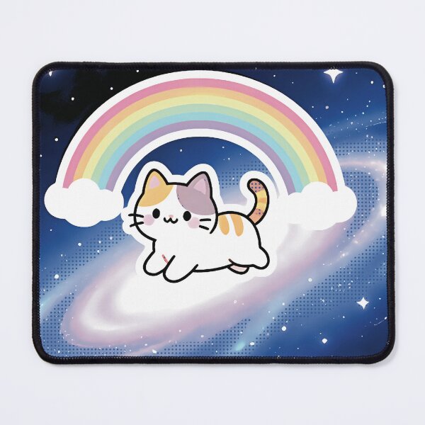 Item preview, Kawaii cat floating on a rainbow in space designed and sold by Origen88.