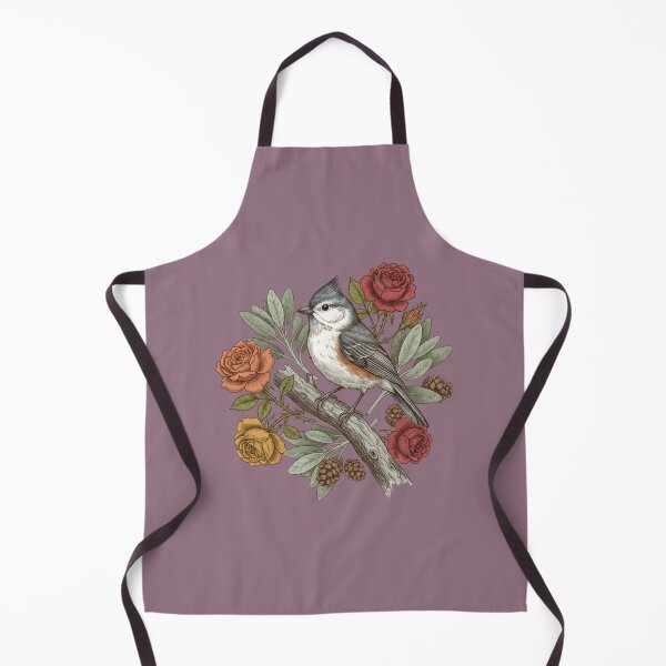 Item preview, Tufted Titmouse Bird Resting Among Vibrant Roses designed and sold by BirdsnStuff.