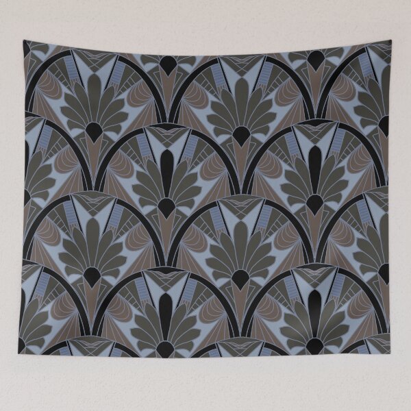 Item preview, Art Deco motifs in modern design - black blue green brown designed and sold by ahahdodo.