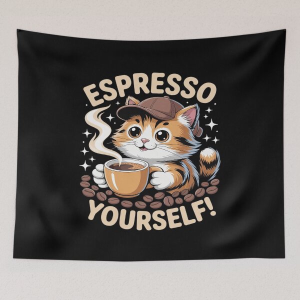 Item preview, Espresso Yourself Playful Cat Barista designed and sold by BlackStars3Neon.