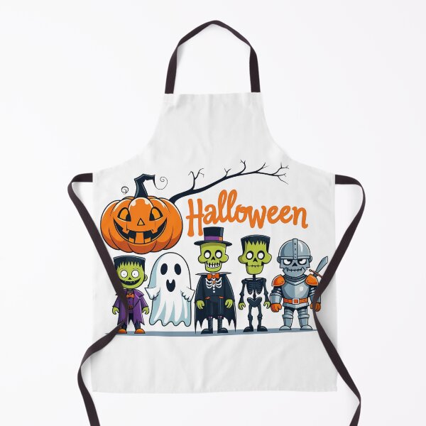 Item preview, Halloween design with smiling pumpkins, skulls, bats, spiders, and web on blue background with happy Halloween designed and sold by PWDigitalArt.