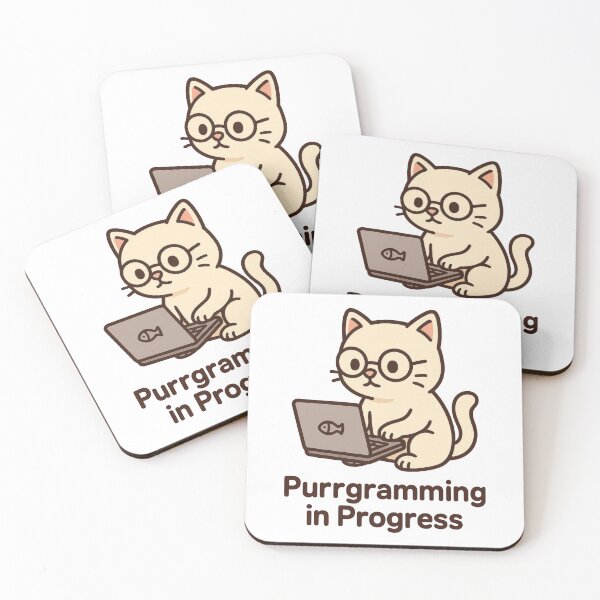 Item preview, Purrgramming in Progress – Cute Cat Coder Programming Pun Design designed and sold by inkoutninja.