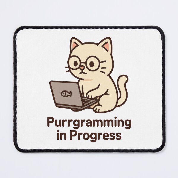 Item preview, Purrgramming in Progress – Cute Cat Coder Programming Pun Design designed and sold by inkoutninja.