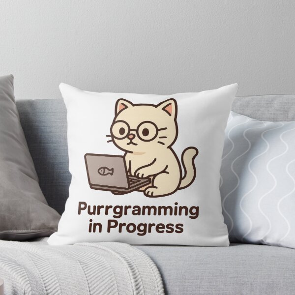 Item preview, Purrgramming in Progress – Cute Cat Coder Programming Pun Design designed and sold by inkoutninja.