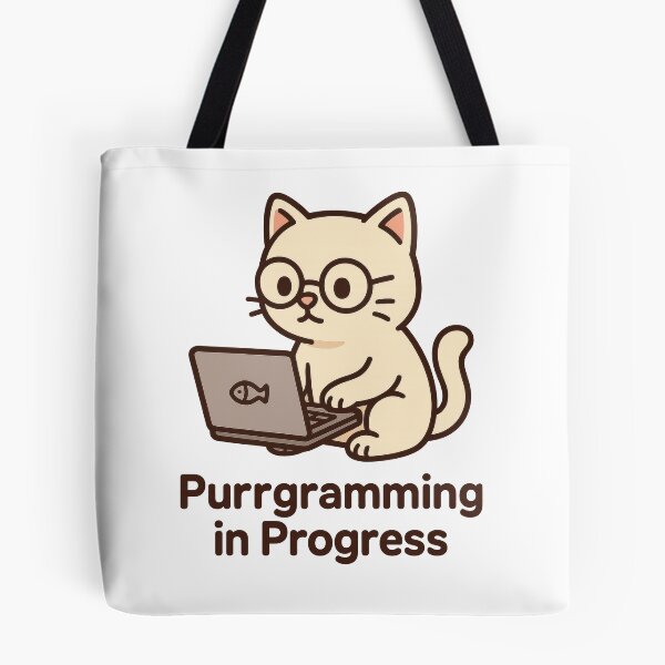 Item preview, Purrgramming in Progress – Cute Cat Coder Programming Pun Design designed and sold by inkoutninja.