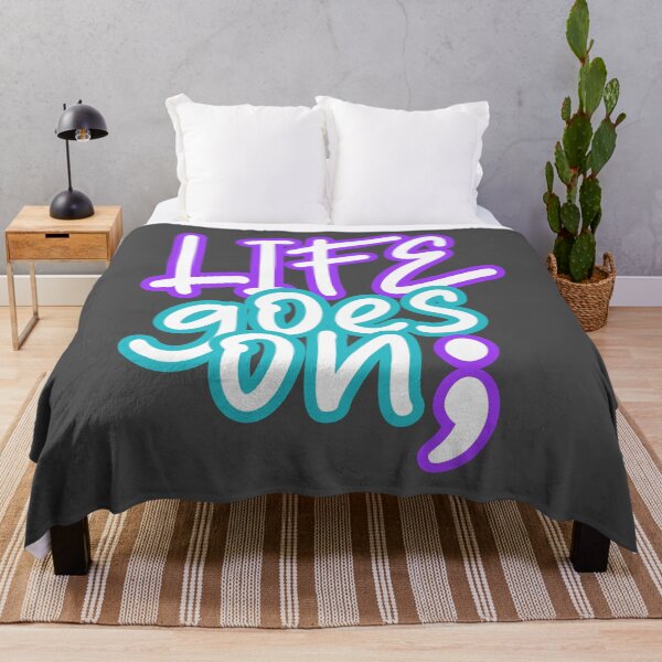 Item preview, Life Goes On Semicolon — Stacked Text Typography Quote designed and sold by downUnderInk.
