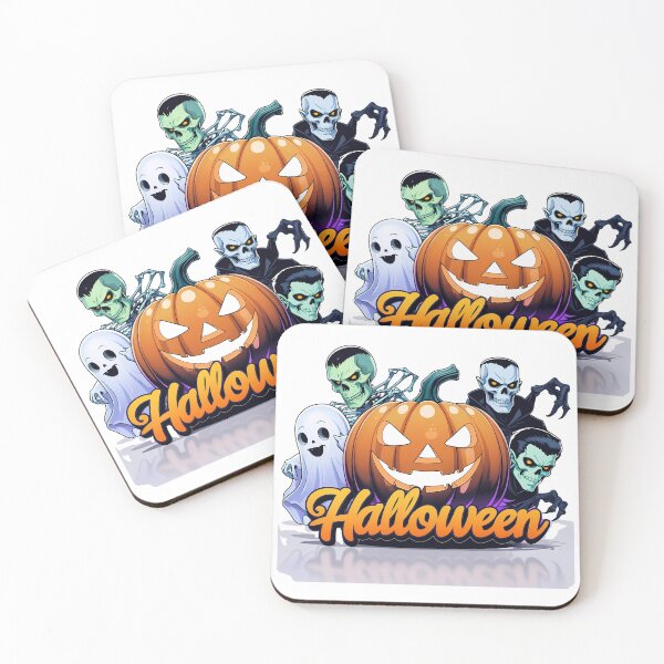 Item preview, Cartoon Halloween characters including a witch skeleton vampire mummy and ghost designed and sold by PWDigitalArt.