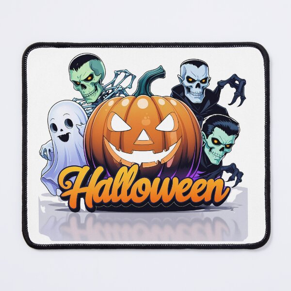 Item preview, Cartoon Halloween characters including a witch skeleton vampire mummy and ghost designed and sold by PWDigitalArt.