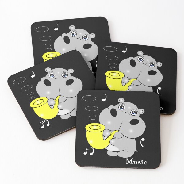 Item preview, Cute Hippo playing saxophone designed and sold by Shirley cute art .