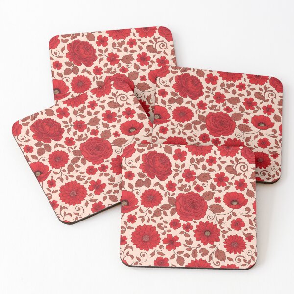 Item preview, Red Floral Pattern – Elegant Vintage Roses & Blossoms designed and sold by ShabanMerch.