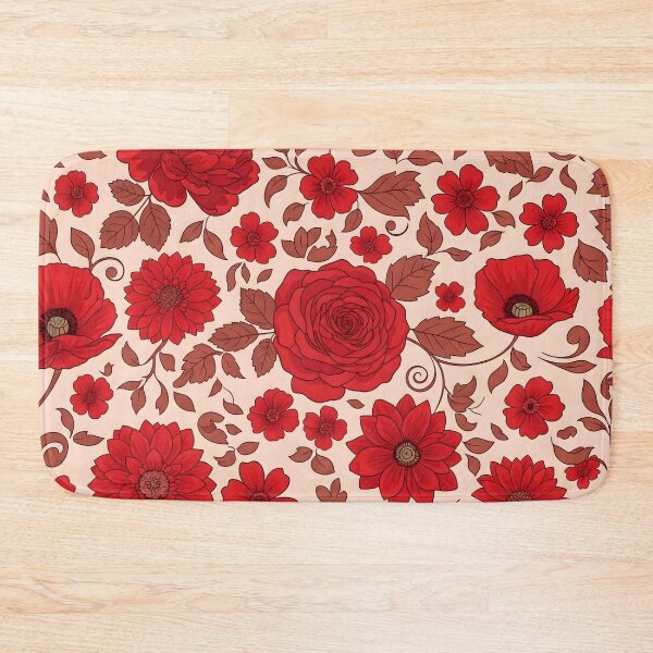 Item preview, Red Floral Pattern – Elegant Vintage Roses & Blossoms designed and sold by ShabanMerch⭐⭐⭐.