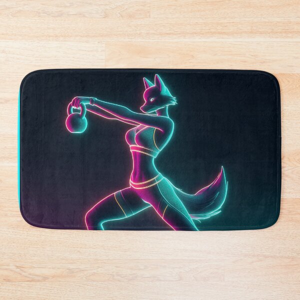 Item preview, Cyberpunk Fox Girl Kettlebell Workout Art designed and sold by ArgentoArt.