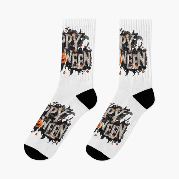 Item preview, Spooky happy Halloween text design with jack-o-lantern and flying bats for festive celebrations designed and sold by PWDigitalArt.