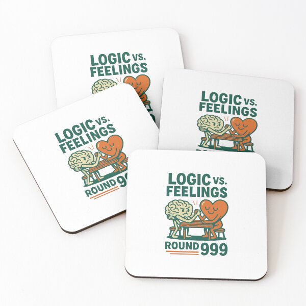 Item preview, Retro Brain vs Heart Cartoon – Logic vs Feelings Round 999 – Funny Emotional vs Rational Humor Illustration designed and sold by C.Kav.Art.
