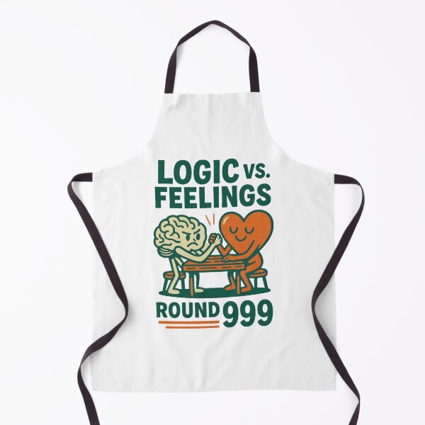 Item preview, Retro Brain vs Heart Cartoon – Logic vs Feelings Round 999 – Funny Emotional vs Rational Humor Illustration designed and sold by C.Kav.Art.