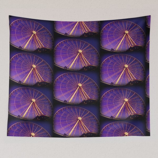 Item preview, Golden Ferris Wheel Against a Vibrant Purple Sky designed and sold by LeeAnnaRose96.
