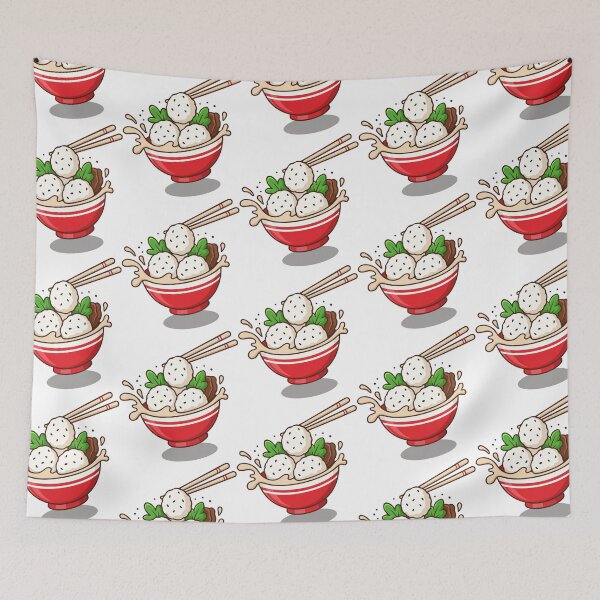 Item preview, Cute Ramen Bowl Illustration with Rice Balls and Chopsticks designed and sold by graphicnew.