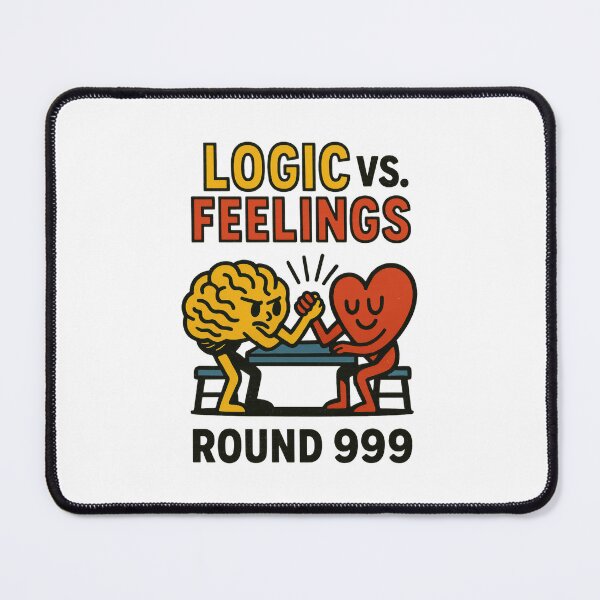 Item preview, Colorful Brain vs Heart Cartoon – Logic vs Feelings Round 999 – Funny Emotional vs Rational Conflict Illustration designed and sold by C.Kav.Art.