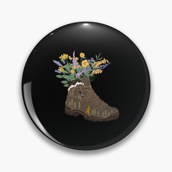 Item preview, Wildflowers In Hiking Boot With Snowcapped Mountains 	 	 designed and sold by hmzrkojq51.