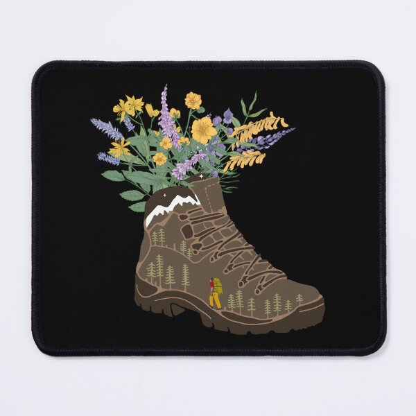 Item preview, Wildflowers In Hiking Boot With Snowcapped Mountains designed and sold by hmzrkojq51.