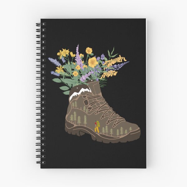 Item preview, Wildflowers In Hiking Boot With Snowcapped Mountains 	 	 designed and sold by hmzrkojq51.