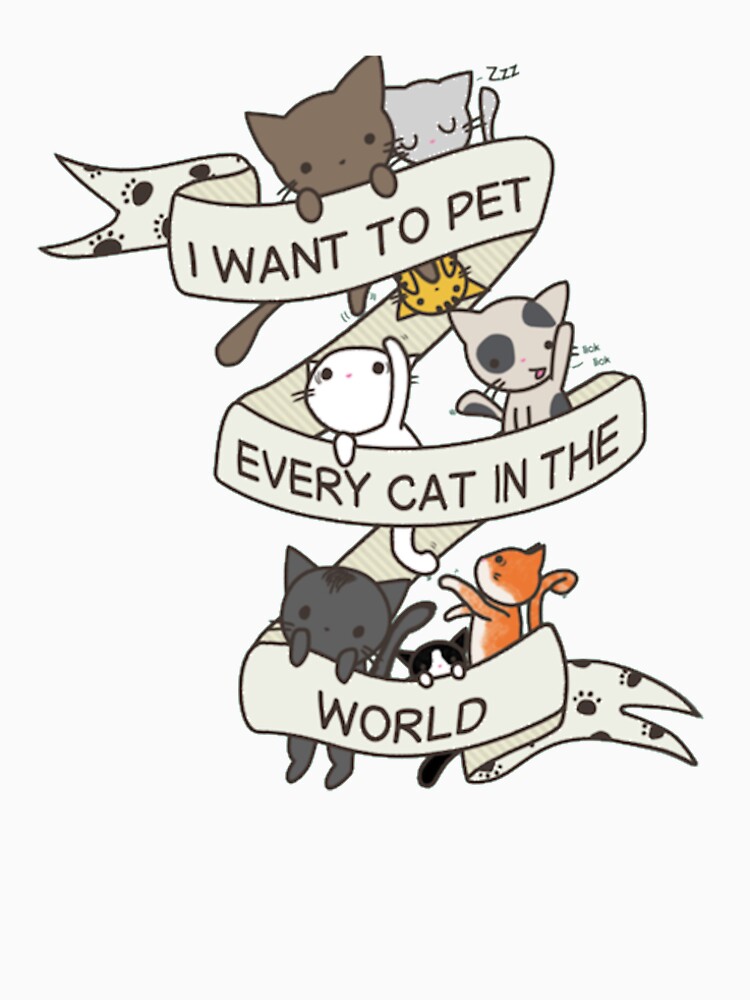 Aperçu 6 sur 6. T-shirt premium avec l'œuvre Je veux caresser tous les chats du monde créée et vendue par joshuanaaa.