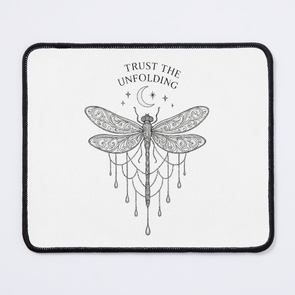Item preview, Trust the Unfolding – Spiritual Dragonfly and Moon Phases Mystical Line Art designed and sold by inkoutninja.