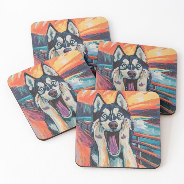 Item preview, The Scream Husky -- Funny Pet Parody Art in Expressionist Style designed and sold by Pawsterpiece Art.