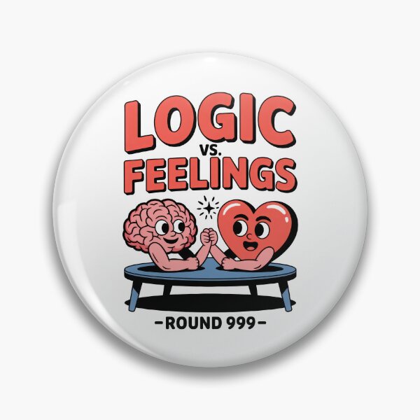 Item preview, Cute Brain vs Heart Cartoon – Logic vs Feelings Round 999 – Funny Emotional vs Rational Arm Wrestling Illustration designed and sold by C.Kav.Art.