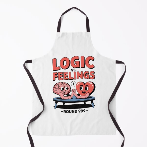 Item preview, Cute Brain vs Heart Cartoon – Logic vs Feelings Round 999 – Funny Emotional vs Rational Arm Wrestling Illustration designed and sold by C.Kav.Art.
