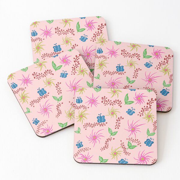 Item preview, Retro Colorful Abstract Flower and leaves Pattern | Cute butterfly and flowers  designed and sold by Swati's Digital Den.
