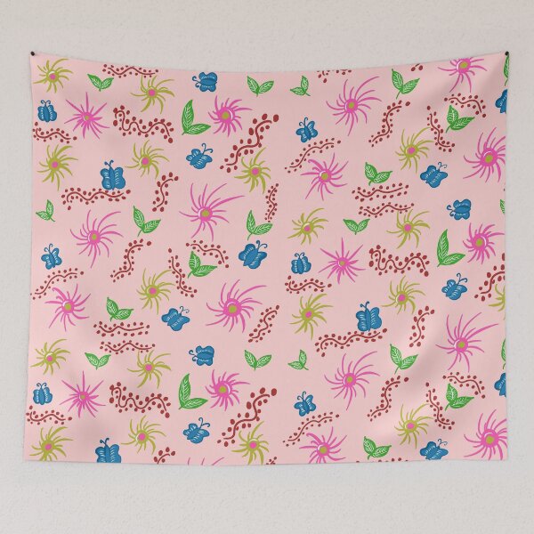 Item preview, Retro Colorful Abstract Flower and leaves Pattern | Cute butterfly and flowers  designed and sold by Swati's Digital Den.