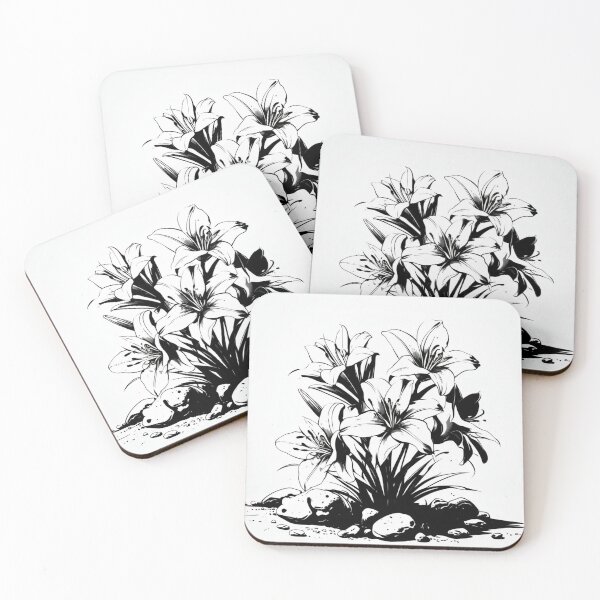Item preview, day lilies black and white designed and sold by Lizzilzil.