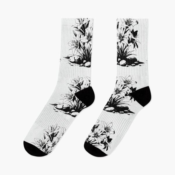 Item preview, day lilies black and white designed and sold by Lizzilzil.