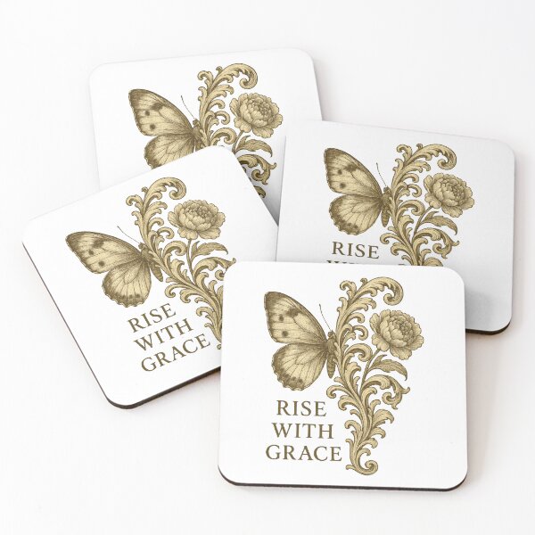 Item preview, Rise With Grace – Vintage Butterfly and Flower Inspirational Botanical Design designed and sold by inkoutninja.