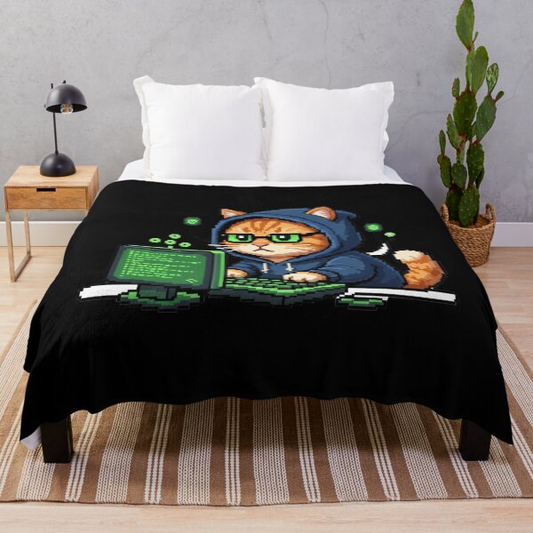 Item preview, Hacker Cat Pixel Art – Retro Tech Y2K Meme designed and sold by Whisky1111.