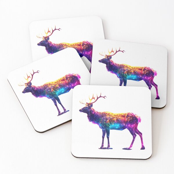 Item preview, Glowing Glass Deer – Vibrant Fantasy Animal Art with Mixed Colors designed and sold by GloriousArtSKD.