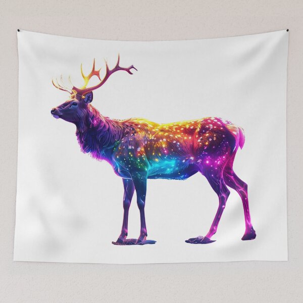 Item preview, Glowing Glass Deer – Vibrant Fantasy Animal Art with Mixed Colors designed and sold by GloriousArtSKD.