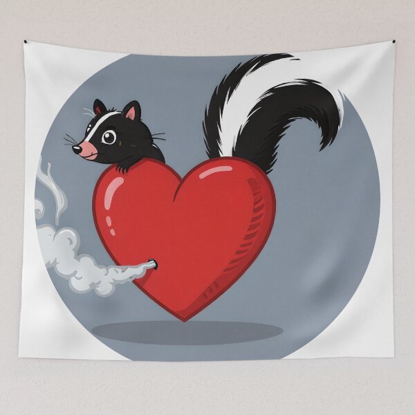 Item preview, love smells skunk heart cute colorful cartoon designed and sold by SmashingDeals.
