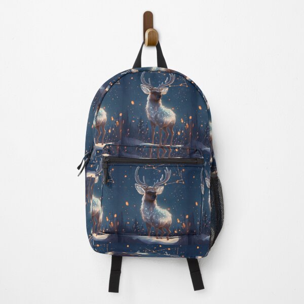 Item preview, whimsical elk in the snow under a stary sky designed and sold by Lizzilzil.