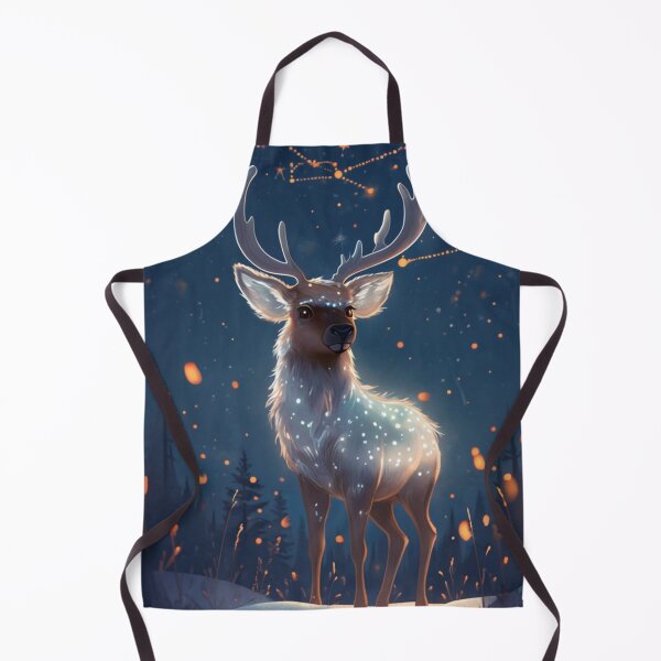 Item preview, whimsical elk in the snow under a stary sky designed and sold by Lizzilzil.