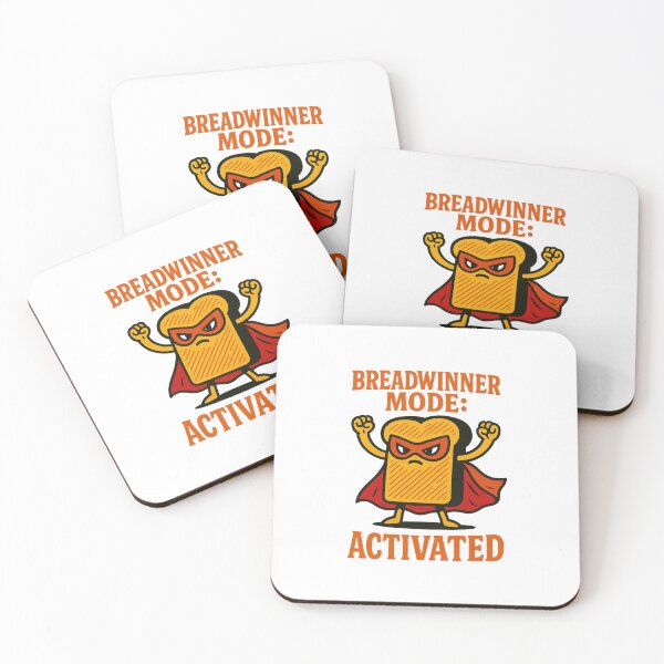 Item preview, Funny Bread Cartoon Superhero – Breadwinner Mode Activated – Motivational Food Pun Illustration designed and sold by C.Kav.Art.