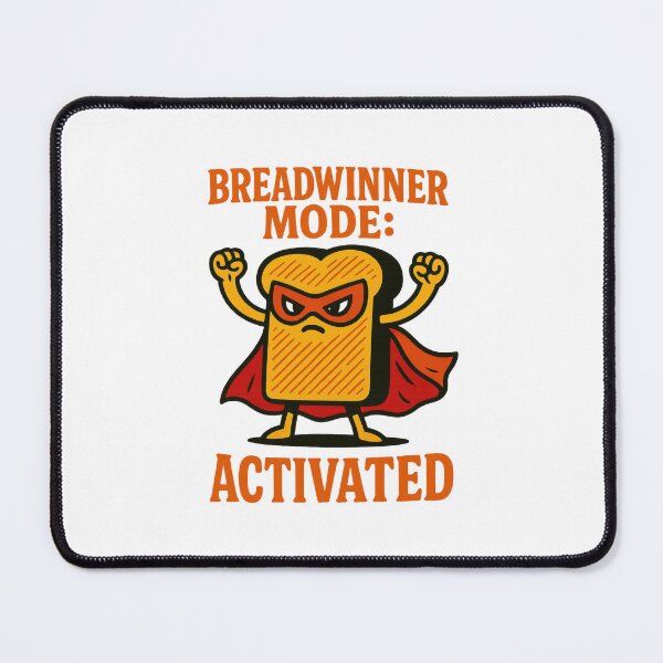 Item preview, Funny Bread Cartoon Superhero – Breadwinner Mode Activated – Motivational Food Pun Illustration designed and sold by C-Kav.