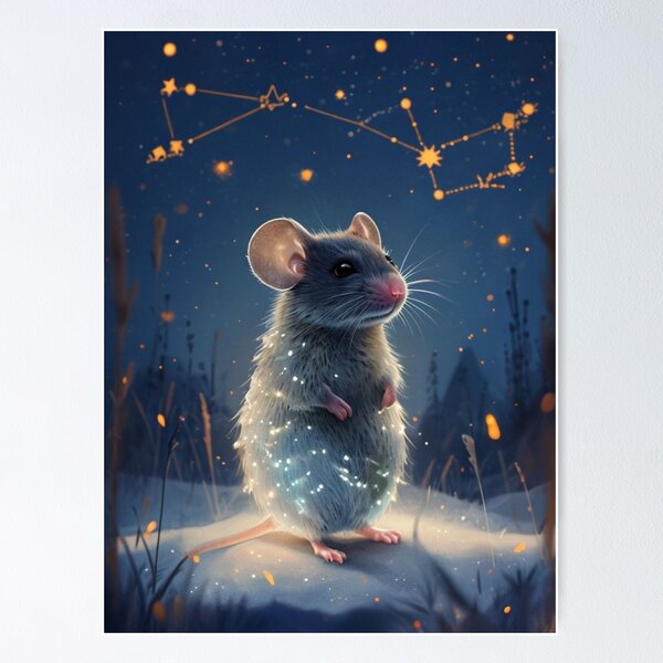 Item preview, whimsical mouse in a snowy scene designed and sold by Lizzilzil.