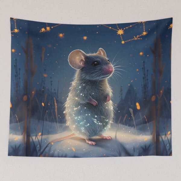 Item preview, whimsical mouse in a snowy scene designed and sold by Lizzilzil.