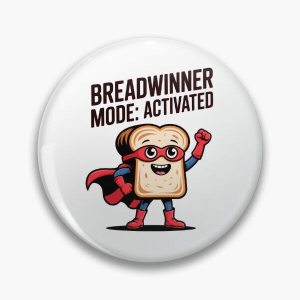 Item preview, Superhero Bread Cartoon – Breadwinner Mode Activated – Funny Motivational Food Pun Illustration designed and sold by C-Kav.